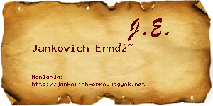 Jankovich Ernő névjegykártya